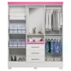 Guarda Roupa Casal Capela 4 Portas 164 cm Paris Branco Rosa Flex ARMoveis