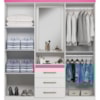 Guarda Roupa Casal Capela 4 Portas 164 cm Paris Branco Rosa Flex ARMoveis