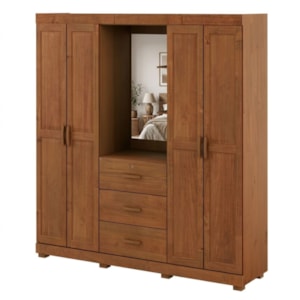 Guarda Roupa Casal Capela 4 Portas 182 cm Madeira Macica Taeda 1143C Castanho Festra