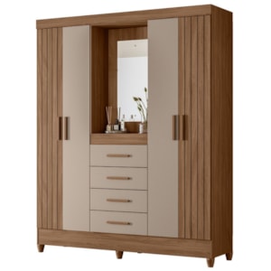 Guarda Roupa Casal Capela 4P 165 cm Atenas Carvalho Fendi Moval