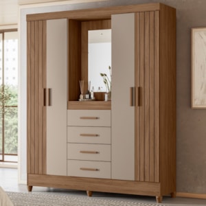 Guarda Roupa Casal Capela 4P 165 cm Atenas Carvalho Fendi Moval