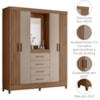 Guarda Roupa Casal Capela 4P 165 cm Atenas Carvalho Fendi Moval