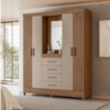 Guarda Roupa Casal Capela 4P 165 cm Atenas Carvalho Fendi Moval