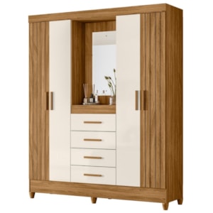 Guarda Roupa Casal Capela 4P 165 cm Atenas Freijo Off White Moval