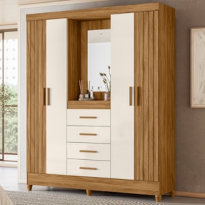 Guarda Roupa Casal Capela 4P 165 cm Atenas Freijo Off White Moval