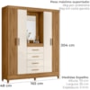 Guarda Roupa Casal Capela 4P 165 cm Atenas Freijo Off White Moval