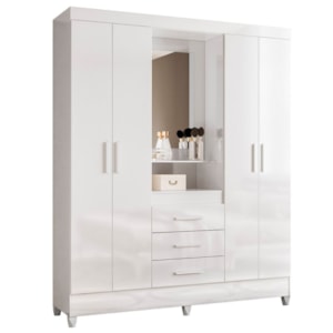 Guarda Roupa Casal Capela 4P 165 cm Capri Branco Flex Moval