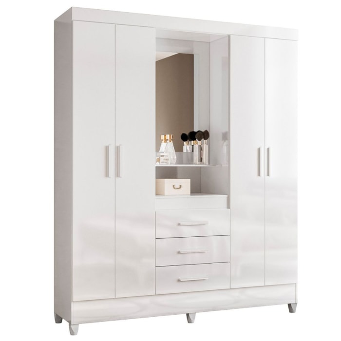 Guarda Roupa Casal Capela 4P 165 cm Capri Branco Flex Moval