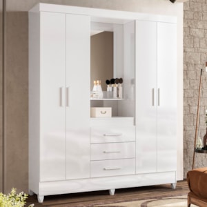 Guarda Roupa Casal Capela 4P 165 cm Capri Branco Flex Moval