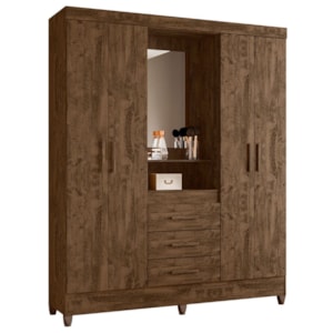 Guarda Roupa Casal Capela 4P 165 cm Capri Castanho Wood Moval