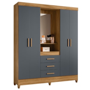 Guarda Roupa Casal Capela 4P 165 cm Capri Freijo Cinza Moval