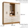 Guarda Roupa Casal Capela 4P 165 cm Capri Freijo Off White Moval