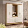 Guarda Roupa Casal Capela 4P 165 cm Capri Freijo Off White Moval