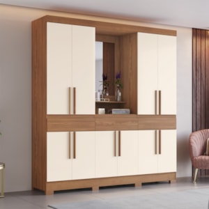 Guarda Roupa Casal Capelinha Com Espelho 200 cm B374 Nature Off White