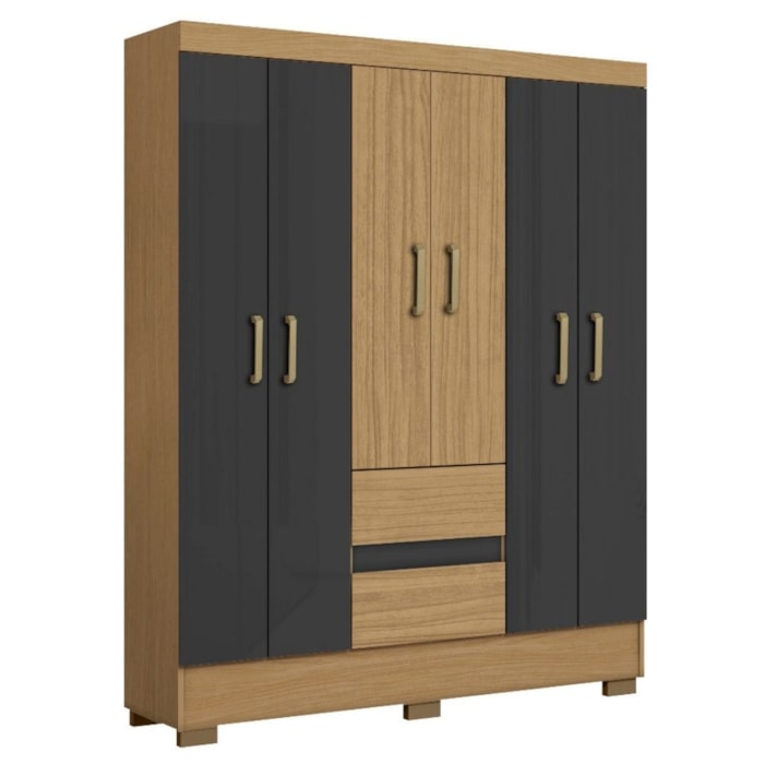 Guarda Roupa Casal Coimbra 6 Portas 149 cm Atacama Grafite ARMoveis