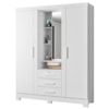 Guarda Roupa Casal Com Espelho 3 Portas 3 Gavetas Capelinha 166 cm Branco Absoluto ZANZ