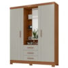 Guarda Roupa Casal Com Espelho 3 Portas 3 Gavetas Capelinha 166 cm Cinamomo Areia ZANZ