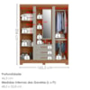 Guarda Roupa Casal Com Espelho 3 Portas 3 Gavetas Capelinha 166 cm Cinamomo Areia ZANZ
