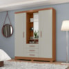 Guarda Roupa Casal Com Espelho 3 Portas 3 Gavetas Capelinha 166 cm Cinamomo Areia ZANZ