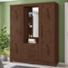 Guarda Roupa Casal Com Espelho 3 Portas 3 Gavetas Capelinha 166 cm Jacaranda ZANZ