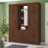 Guarda Roupa Casal Com Espelho 3 Portas 3 Gavetas Capelinha 166 cm Jacaranda ZANZ