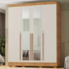 Guarda Roupa Casal Com Espelho 4 Portas 159 cm Domus Cedro Areia RUDK