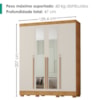 Guarda Roupa Casal Com Espelho 4 Portas 159 cm Domus Cedro Areia RUDK