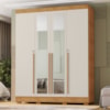Guarda Roupa Casal Com Espelho 4 Portas 159 cm Domus Cedro Areia RUDK
