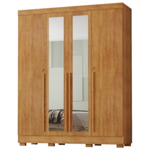 Guarda Roupa Casal Com Espelho 4 Portas 159 cm Domus Cedro RUDK