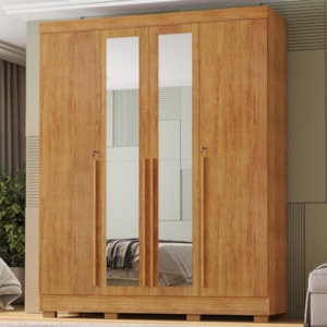 Guarda Roupa Casal Com Espelho 4 Portas 159 cm Domus Cedro RUDK