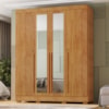 Guarda Roupa Casal Com Espelho 4 Portas 159 cm Domus Cedro RUDK