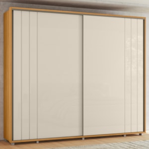 Guarda Roupa Casal Dali 2 Portas Deslizante 278 cm Cinamomo Off White Madetec