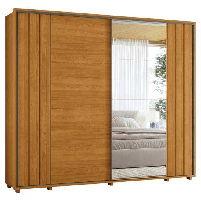 Guarda Roupa Casal Dali 2 Portas Deslizante Com Espelho 278 cm Cinamomo Madetec