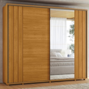 Guarda Roupa Casal Dali 2 Portas Deslizante Com Espelho 278 cm Cinamomo Madetec