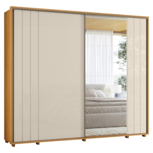 Guarda Roupa Casal Dali 2 Portas Deslizante Com Espelho 278 cm Cinamomo Off White Madetec