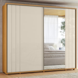 Guarda Roupa Casal Dali 2 Portas Deslizante Com Espelho 278 cm Cinamomo Off White Madetec