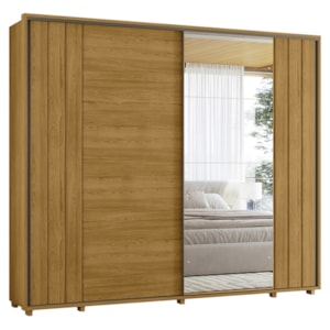 Guarda Roupa Casal Dali 2 Portas Deslizante Com Espelho 278 cm Cumaru Madetec