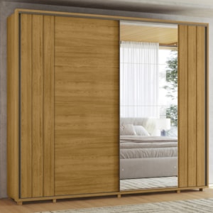 Guarda Roupa Casal Dali 2 Portas Deslizante Com Espelho 278 cm Cumaru Madetec