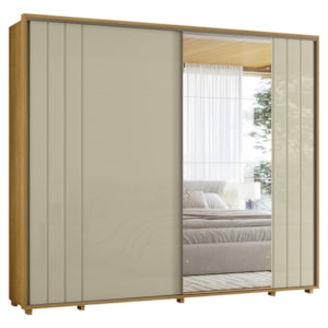 Guarda Roupa Casal Dali 2 Portas Deslizante Com Espelho 278 cm Cumaru Opala Madetec