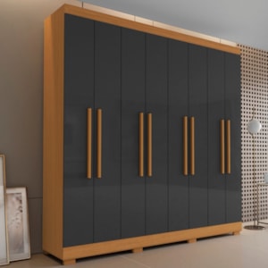 Guarda Roupa Casal Dubai 8 Portas 240 cm Cinamomo Grafite ARMoveis