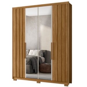 Guarda Roupa Casal Espelho 4P 176 cm California Freijo Off White Moval