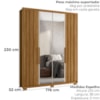 Guarda Roupa Casal Espelho 4P 176 cm California Freijo Off White Moval