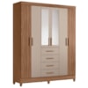 Guarda Roupa Casal Espelho 6P 165 cm Aruba Carvalho Fendi Friso Moval