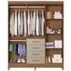 Guarda Roupa Casal Espelho 6P 165 cm Aruba Carvalho Fendi Friso Moval