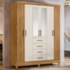 Guarda Roupa Casal Espelho 6P 165 cm Aruba Freijo Off White Friso Moval