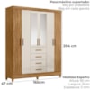Guarda Roupa Casal Espelho 6P 165 cm Aruba Freijo Off White Friso Moval