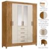 Guarda Roupa Casal Espelho 6P 165 cm Aruba Freijo Off White Friso Moval
