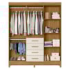 Guarda Roupa Casal Espelho 6P 165 cm Aruba Freijo Off White Friso Moval
