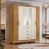 Guarda Roupa Casal Espelho 6P 165 cm Aruba Freijo Off White Friso Moval