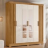 Guarda Roupa Casal Espelho 6P 195 cm Valenca Freijo Off White Moval